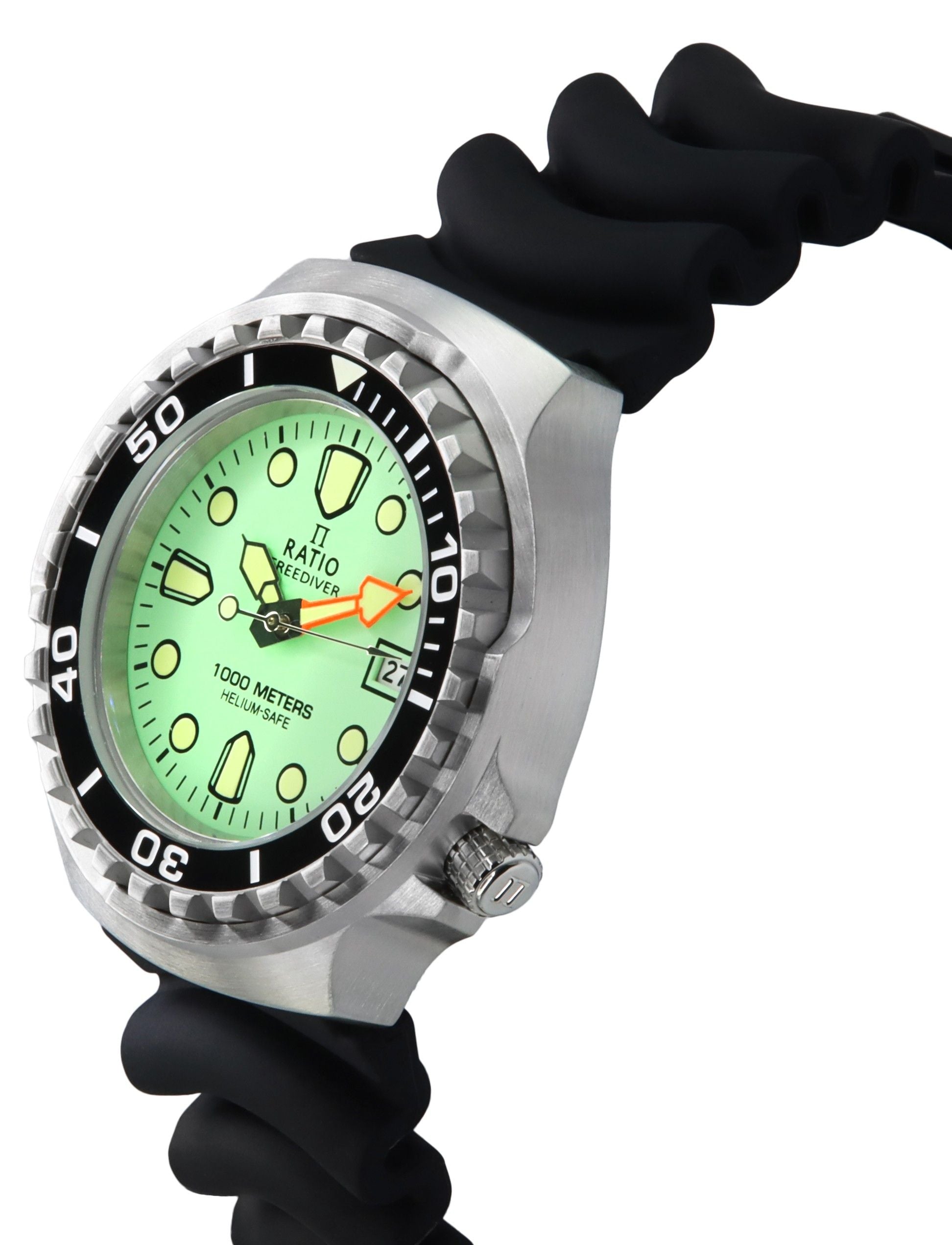 Ratio FreeDiver Version 02 Helium Safe 1000M Sapphire Quartz Mint Green Dial 1038EF102V-GRN-V02 Men's Watch