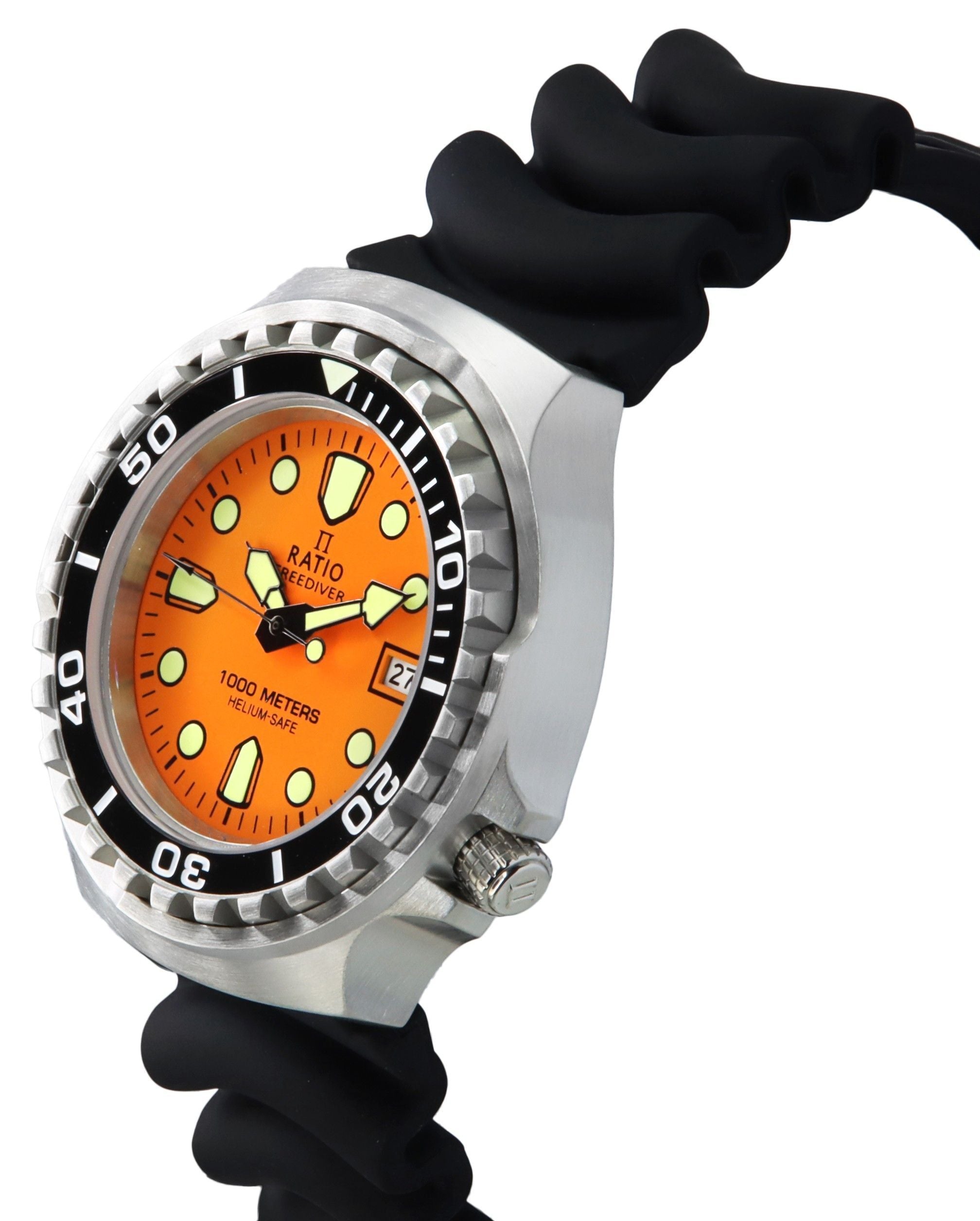 Ratio FreeDiver Version 02 Helium Safe 1000M Sapphire Quartz Orange Dial 1038EF102V-ORG-V02 Men's Watch