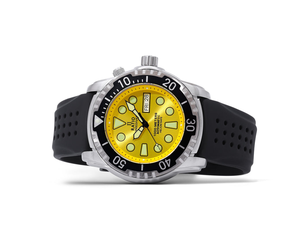 Ratio FreeDiver Version 03 Helium Safe 1000M Automatic Yellow Dial 1068HA90-34VA-YLW-V03 Men's Watch