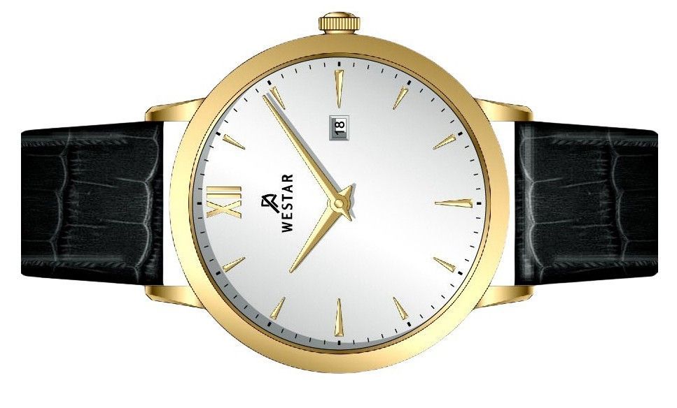 Westar Profile Leather Strap Silver Dial Quartz 50214GPN107 Men's Watch
