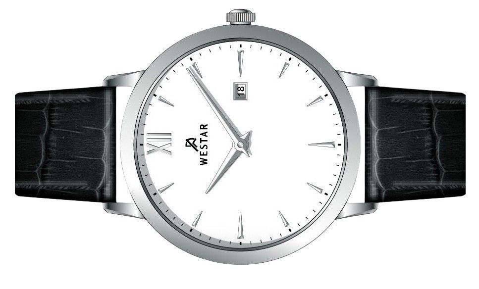 Westar Profile Leather Strap White Dial Quartz 50214STN101 Men's Watch