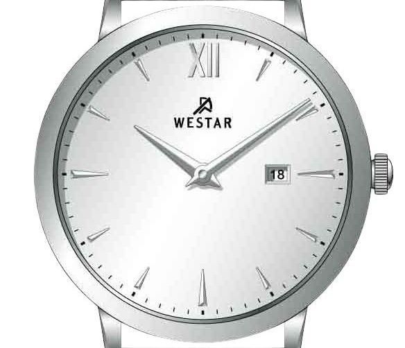 Westar Profile Leather Strap Silver Dial Quartz 50214STN107 Men's Watch