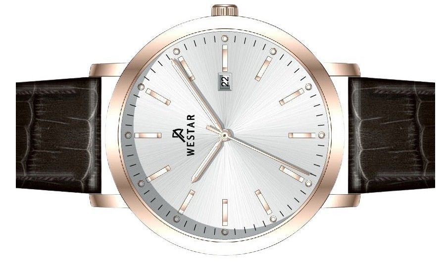 Westar Profile Leather Strap Silver Dial Quartz 50216PPN627 Men's Watch