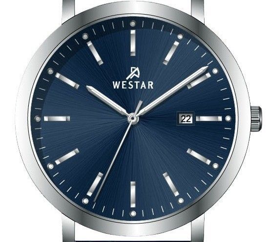 Westar Profile Leather Strap Blue Dial Quartz 50216STN144 Men's Watch