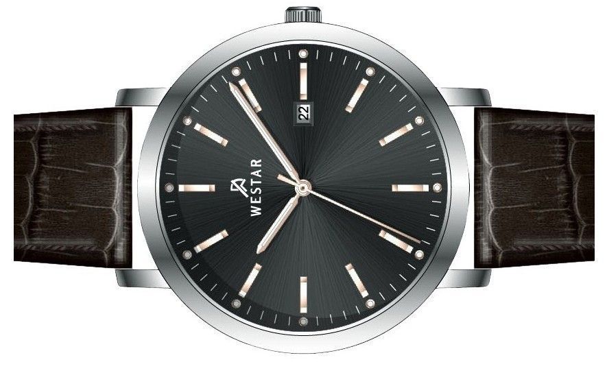 Westar Profile Leather Strap Black Dial Quartz 50216STN623 Men's Watch
