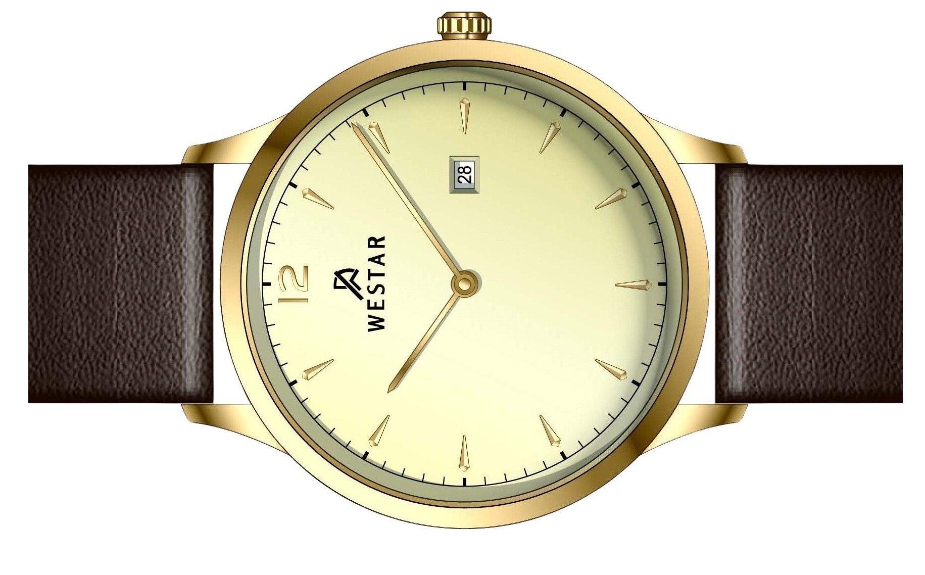 Westar Profile Leather Strap Light Champagne Dial Quartz 50217GPN122 Men's Watch
