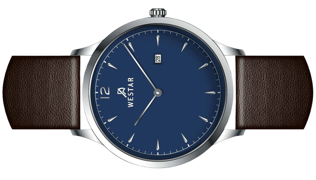 Westar Profile Leather Strap Blue Dial Quartz 50217STN124 Men's Watch