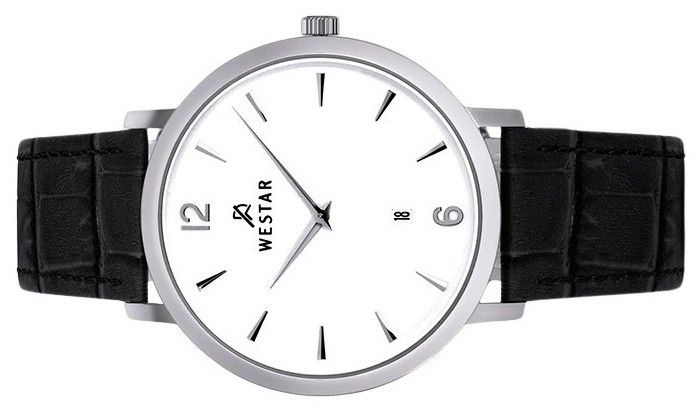 Westar Profile Leather Strap White Dial Quartz 50219STN101 Men's Watch