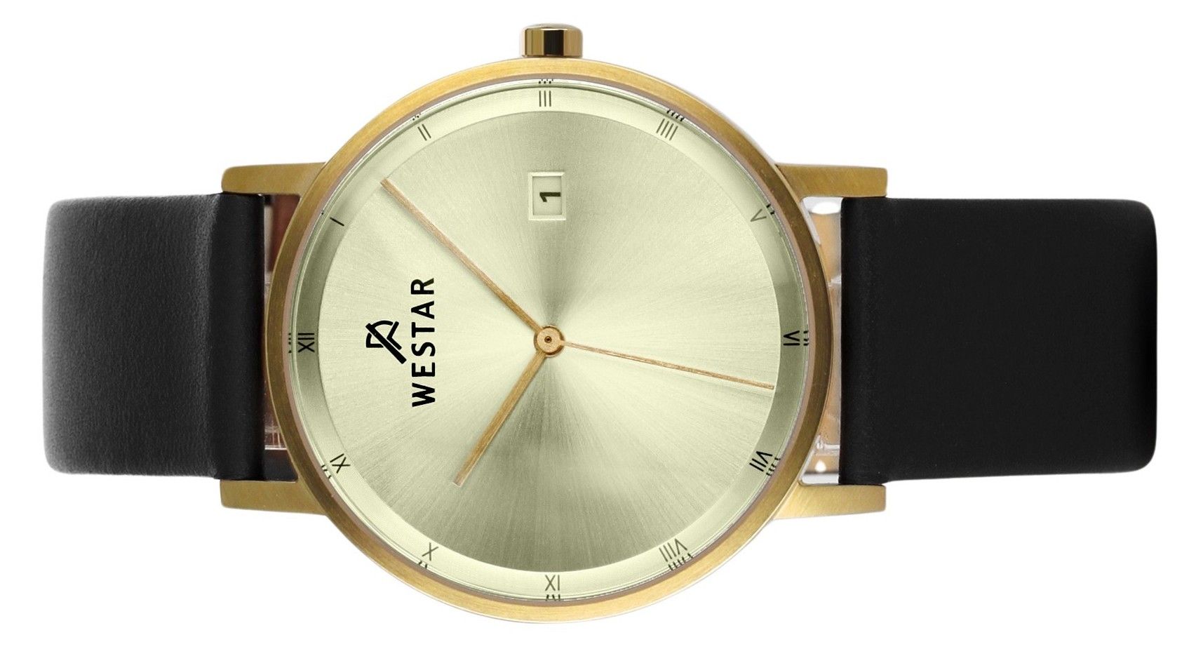 Westar Profile Black Leather Strap Light Champagne Dial Quartz 50221GPN102 Men's Watch