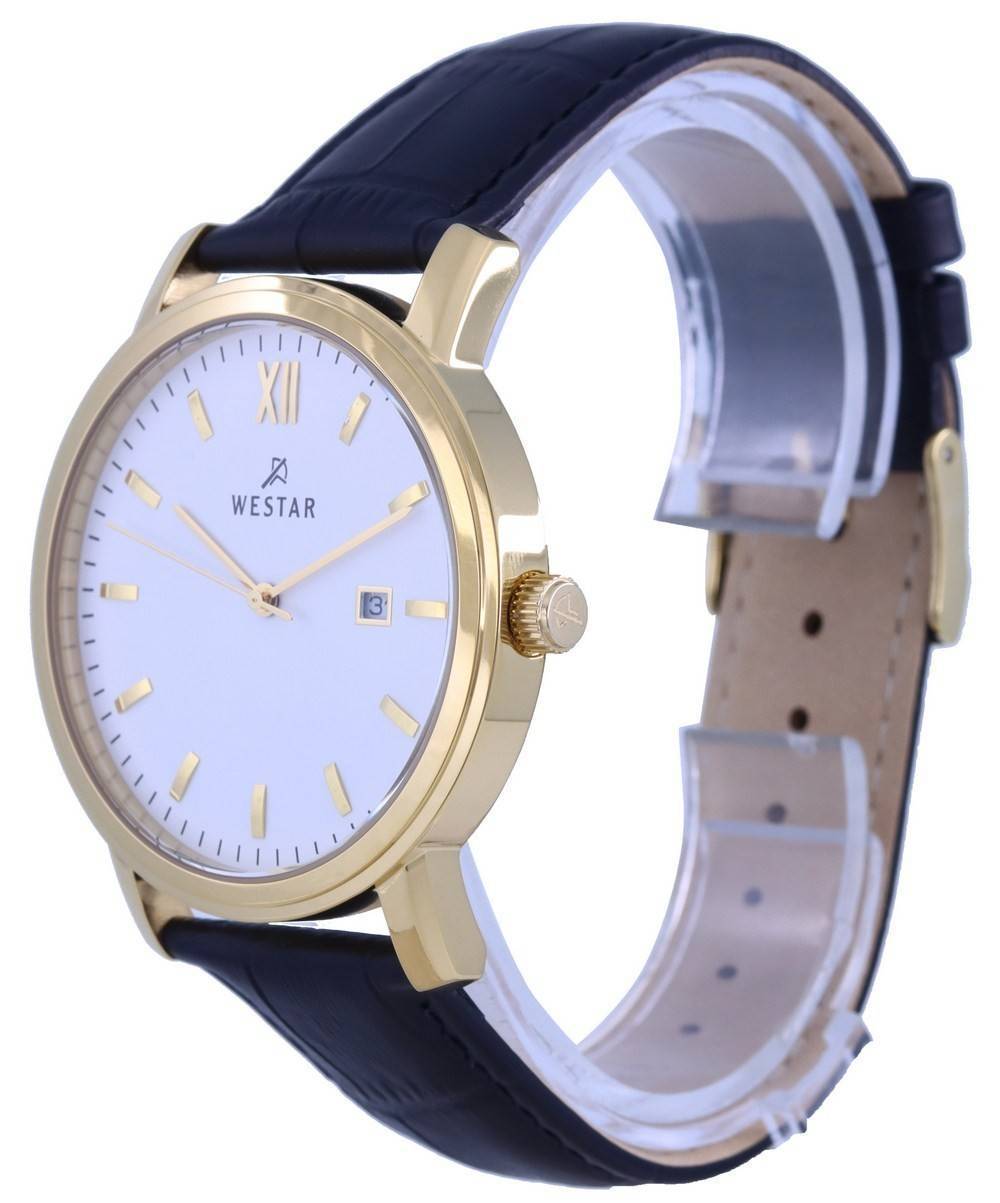 Westar White Dial Gold Tone Stainless Steel Quartz 50244 GPN 101 Men's Watch