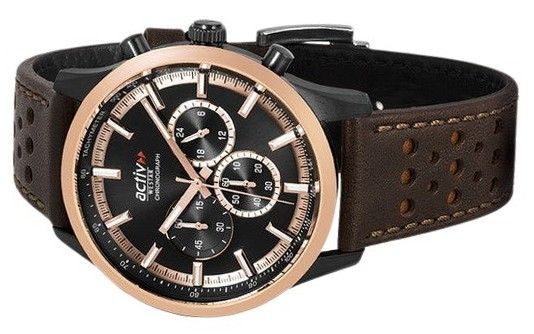 Westar Activ Chronograph Leather Strap Black Dial Quartz 90265BPN603 100M Men's Watch