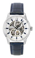 Bulova Sutton Leather Strap Silver Skeleton Automatic 96A330 Men's Watch