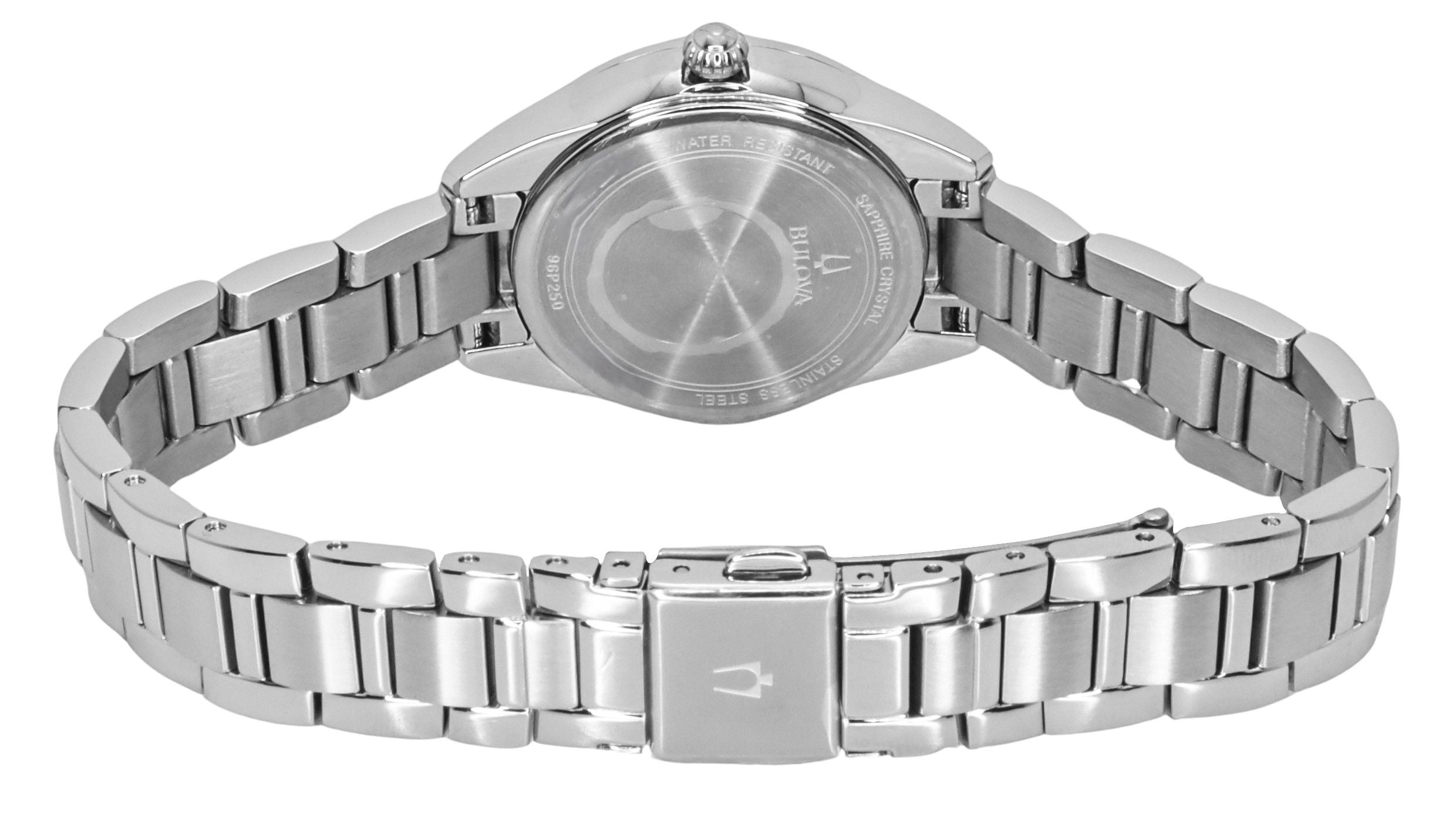 Bulova Sutton Diamond Accents Stainless Steel Light Blue Dial Quartz 96P250 Women's Watch