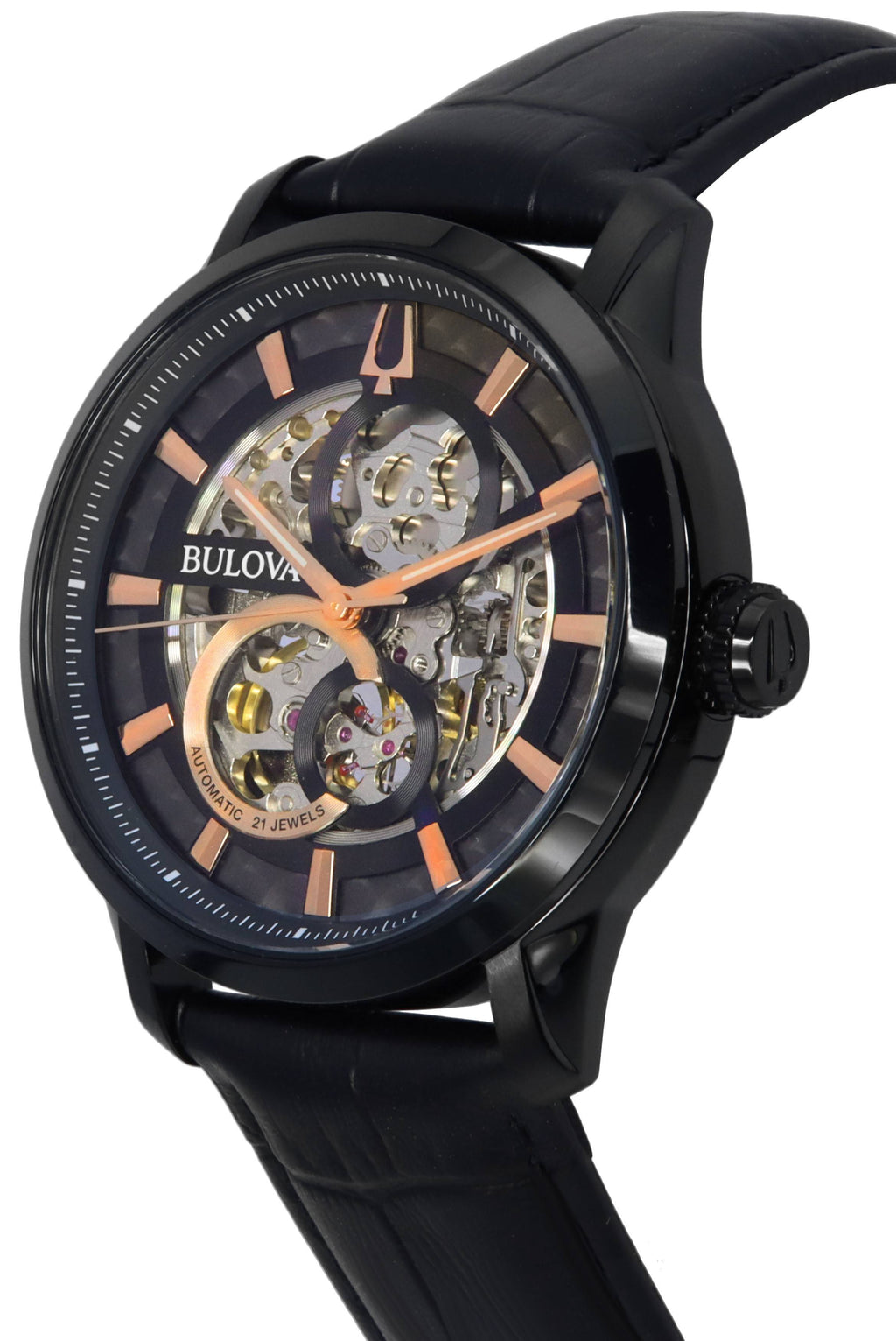 Bulova Classic Sutton Black Skeleton Dial Automatic 98A283 Men's Watch