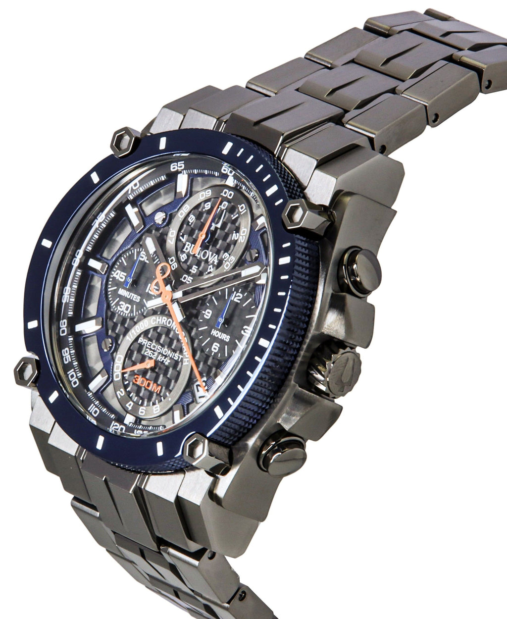 Bulova Icon Precisionist Chronograph Stainless Steel Grey Dial Quartz Diver's 98B343 300M Men's Watch