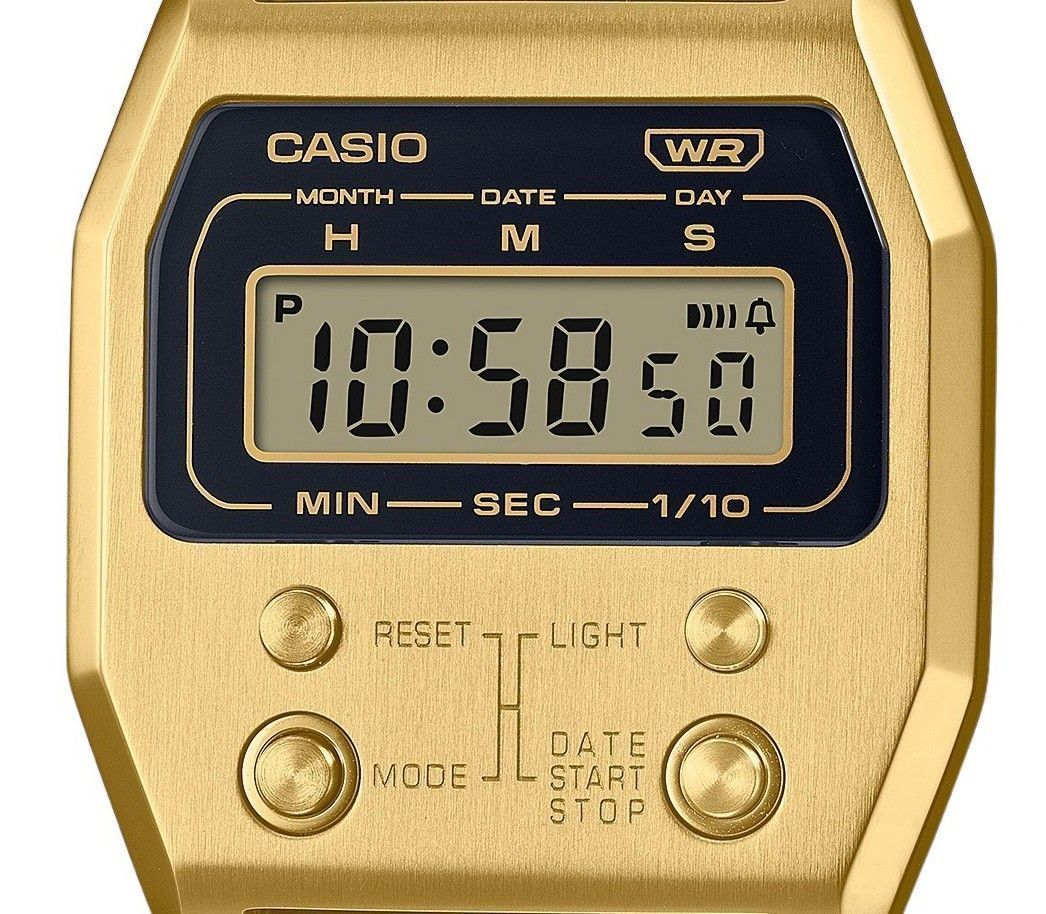 Casio Vintage Digital Gold Ion Plated Stainless Steel Quartz A1100G-5 Unisex Watch