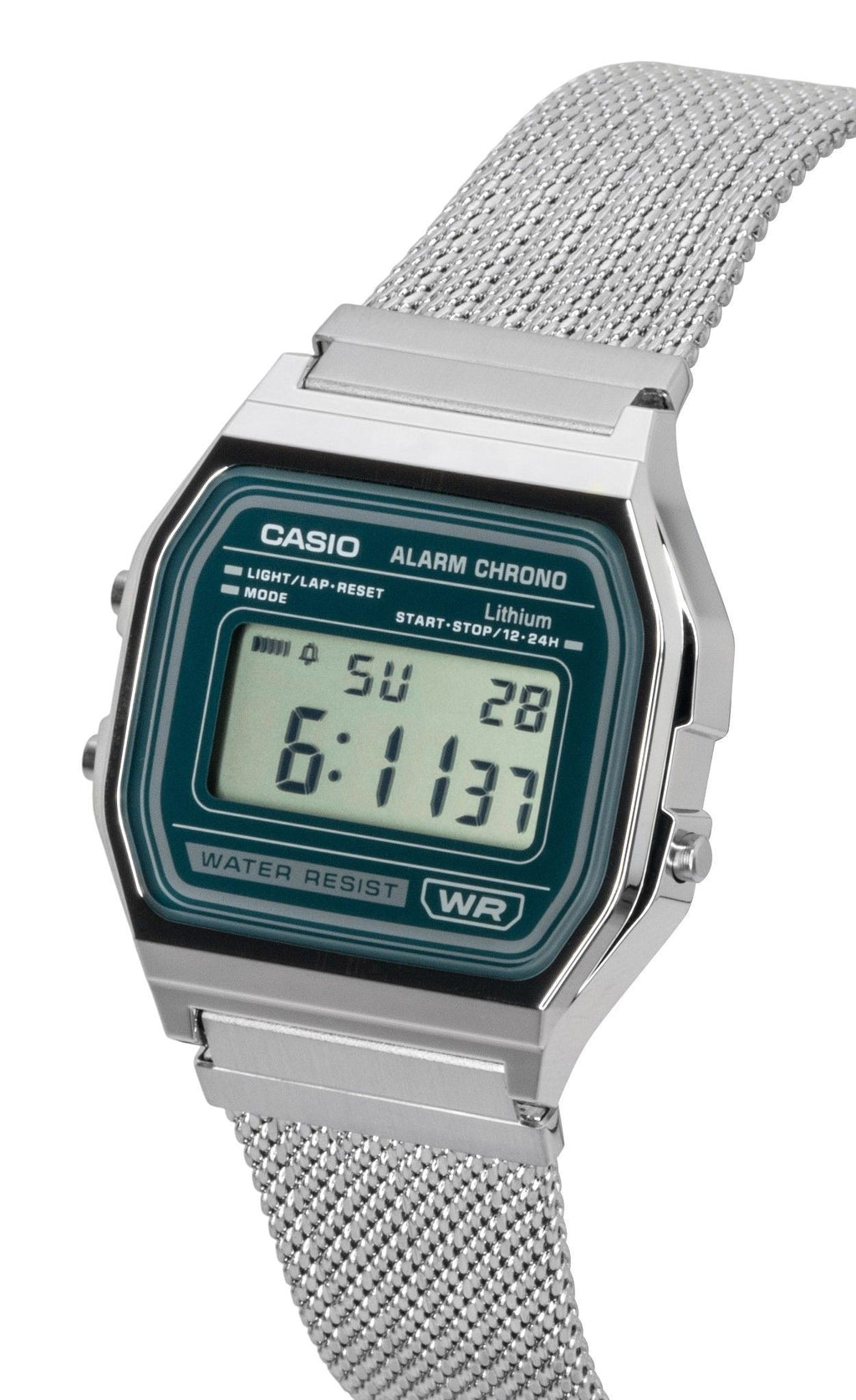 Casio Vintage Digital Stainless Steel Mesh Bracelet Quartz A158WEM-3 Unisex Watch