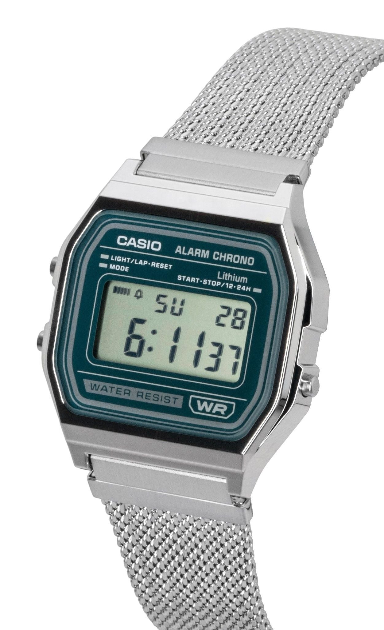 Casio Vintage Digital Stainless Steel Mesh Bracelet Quartz A158WEM-3 Unisex Watch