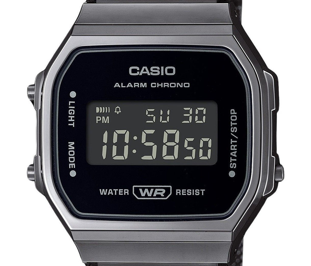 Casio Vintage Digital Stainless Steel Mesh Bracelet Quartz A168WEMB-1B Unisex Watch