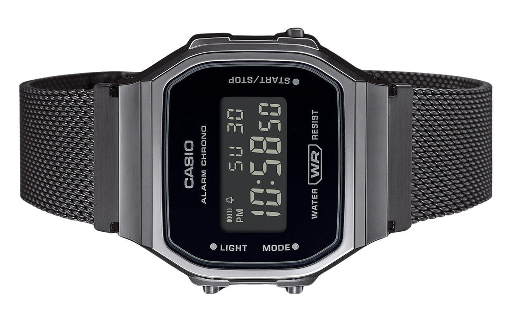 Casio Vintage Digital Stainless Steel Mesh Bracelet Quartz A168WEMB-1B Unisex Watch
