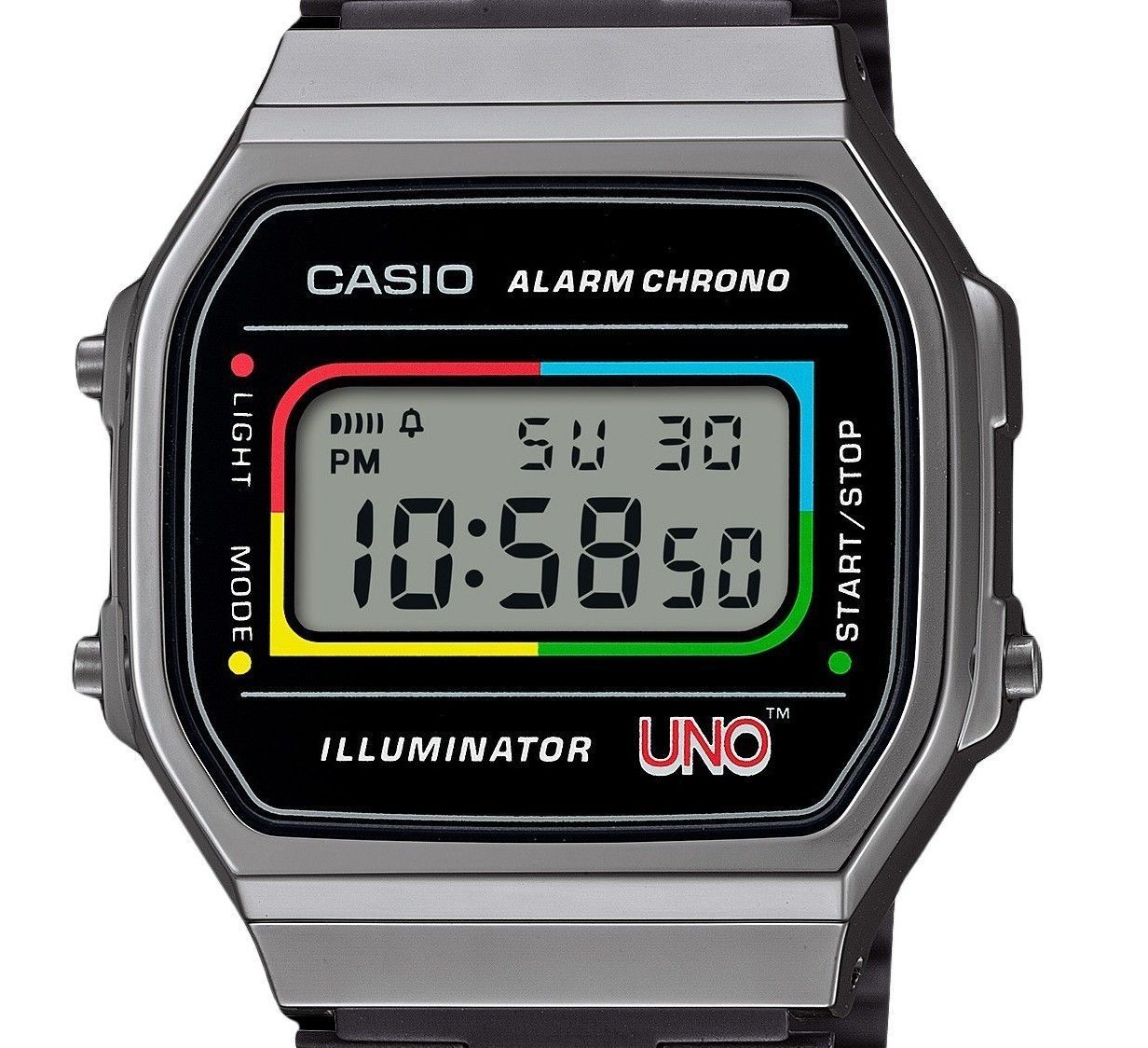 Casio Vintage Digital UNO Collaboration Model Stainless Steel Bracelet Quartz A168WEUC-1A Unisex Watch