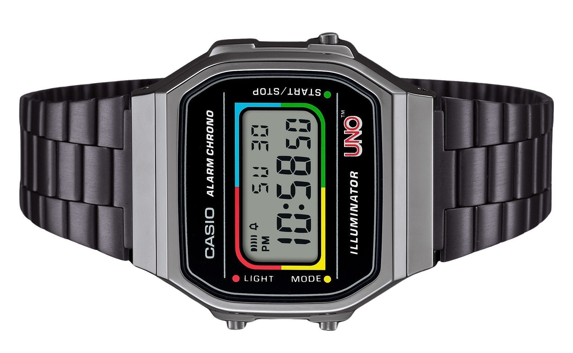 Casio Vintage Digital UNO Collaboration Model Stainless Steel Bracelet Quartz A168WEUC-1A Unisex Watch