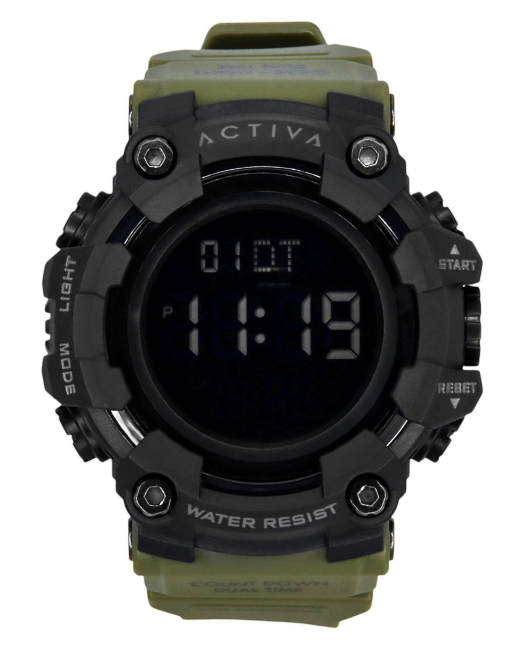 Invicta Activa Digital Army Green Polyurethane Strap Black Dial Quartz ACW1968-002 Men's Watch