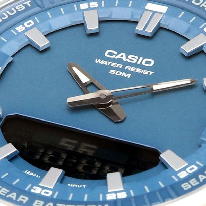Casio Analog Digital Combination Stainless Steel Blue Dial Quartz AMW-880D-2A1V Men's Watch
