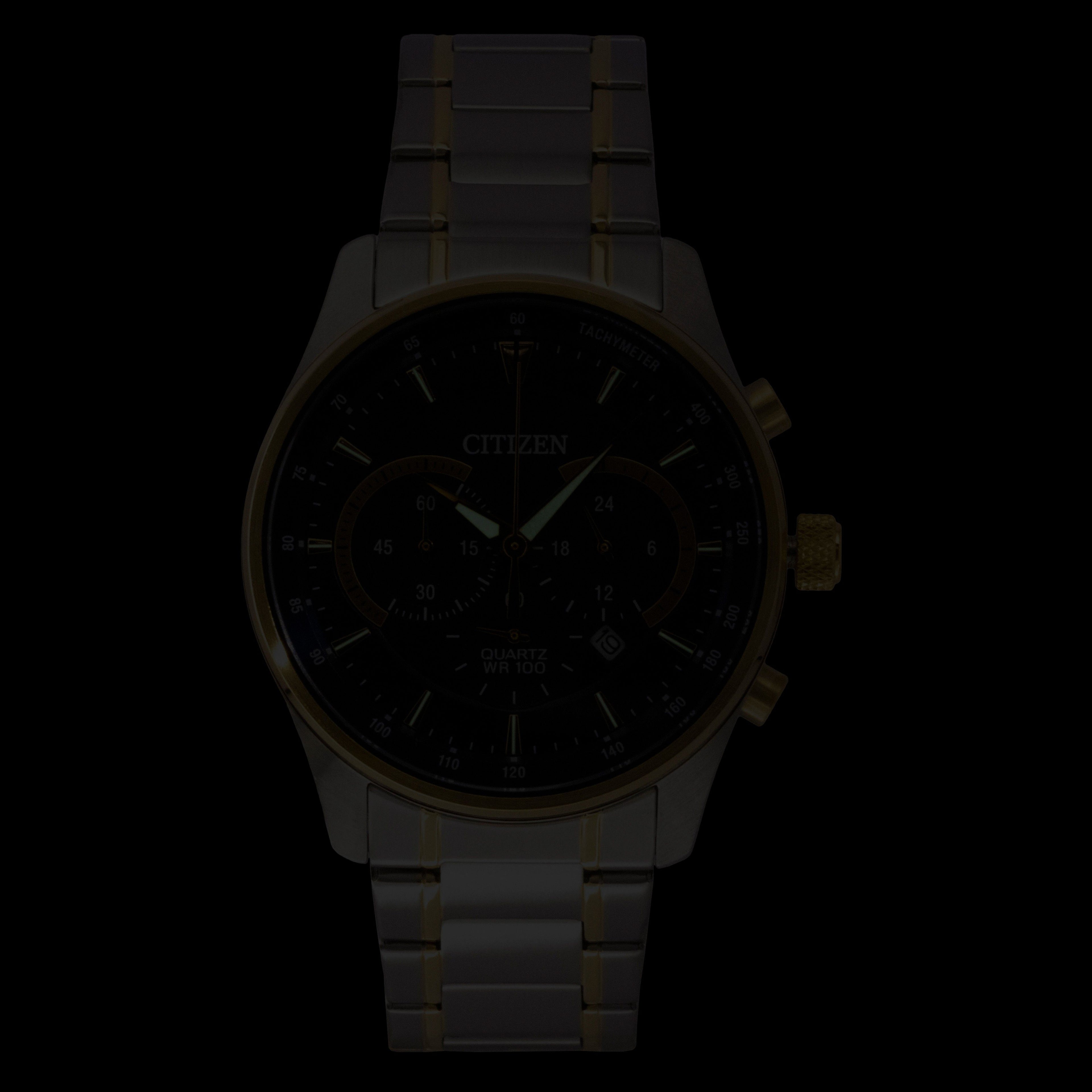 Citizen Chronograph Two Tone Stainless Steel Blue Dial Quartz AN8194-51L 100M Men's Watch
