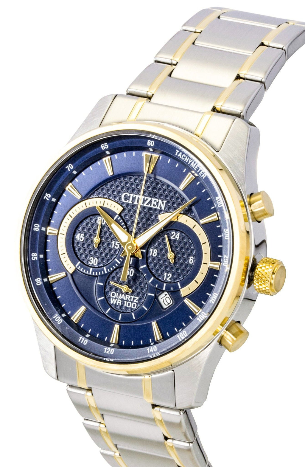 Citizen Chronograph Two Tone Stainless Steel Blue Dial Quartz AN8194-51L 100M Men's Watch