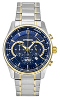 Citizen Chronograph Two Tone Stainless Steel Blue Dial Quartz AN8194-51L 100M Men's Watch