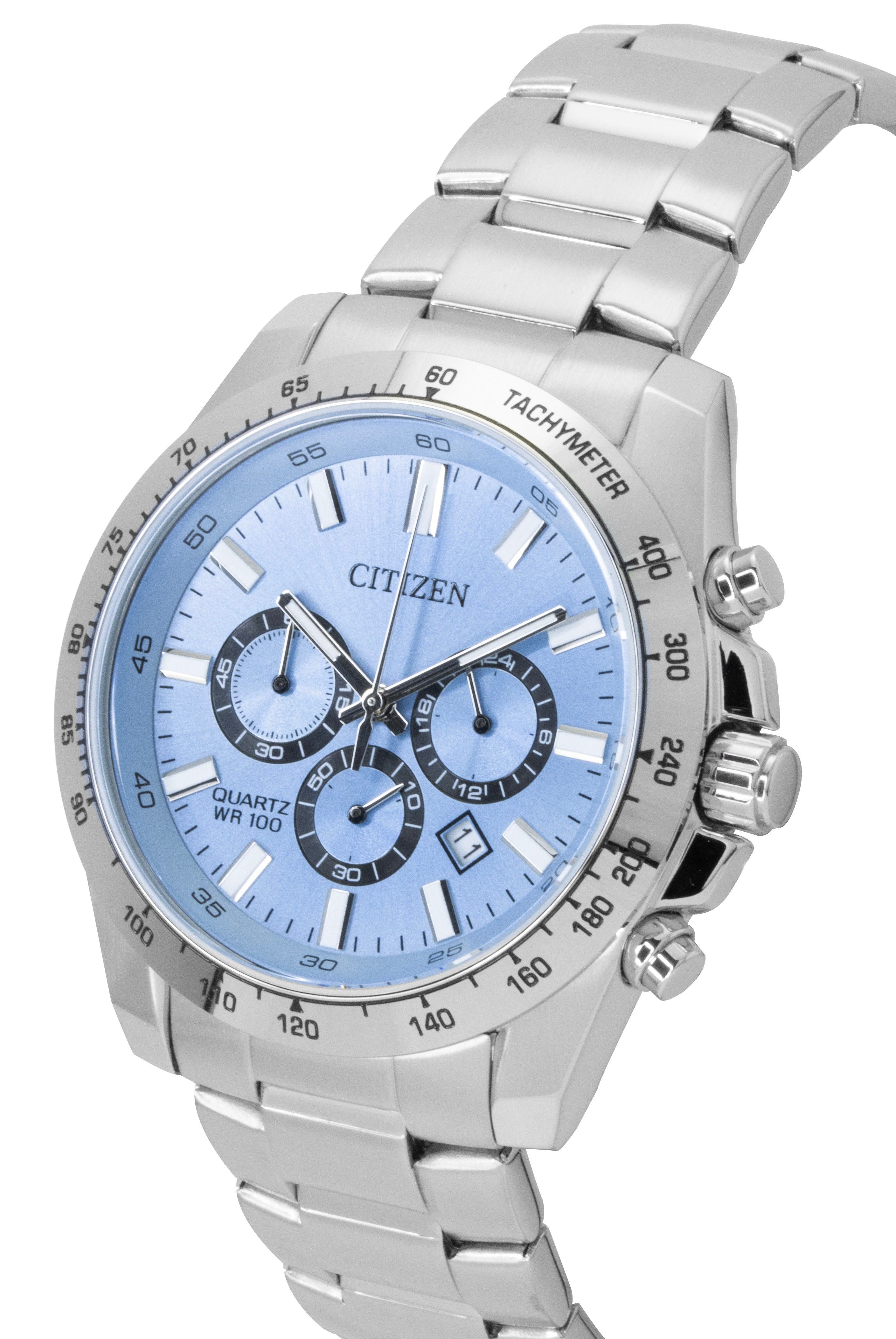 Citizen Chronograph Stainless Steel Blue Dial Quartz AN8230-59L 100M Men's Watch