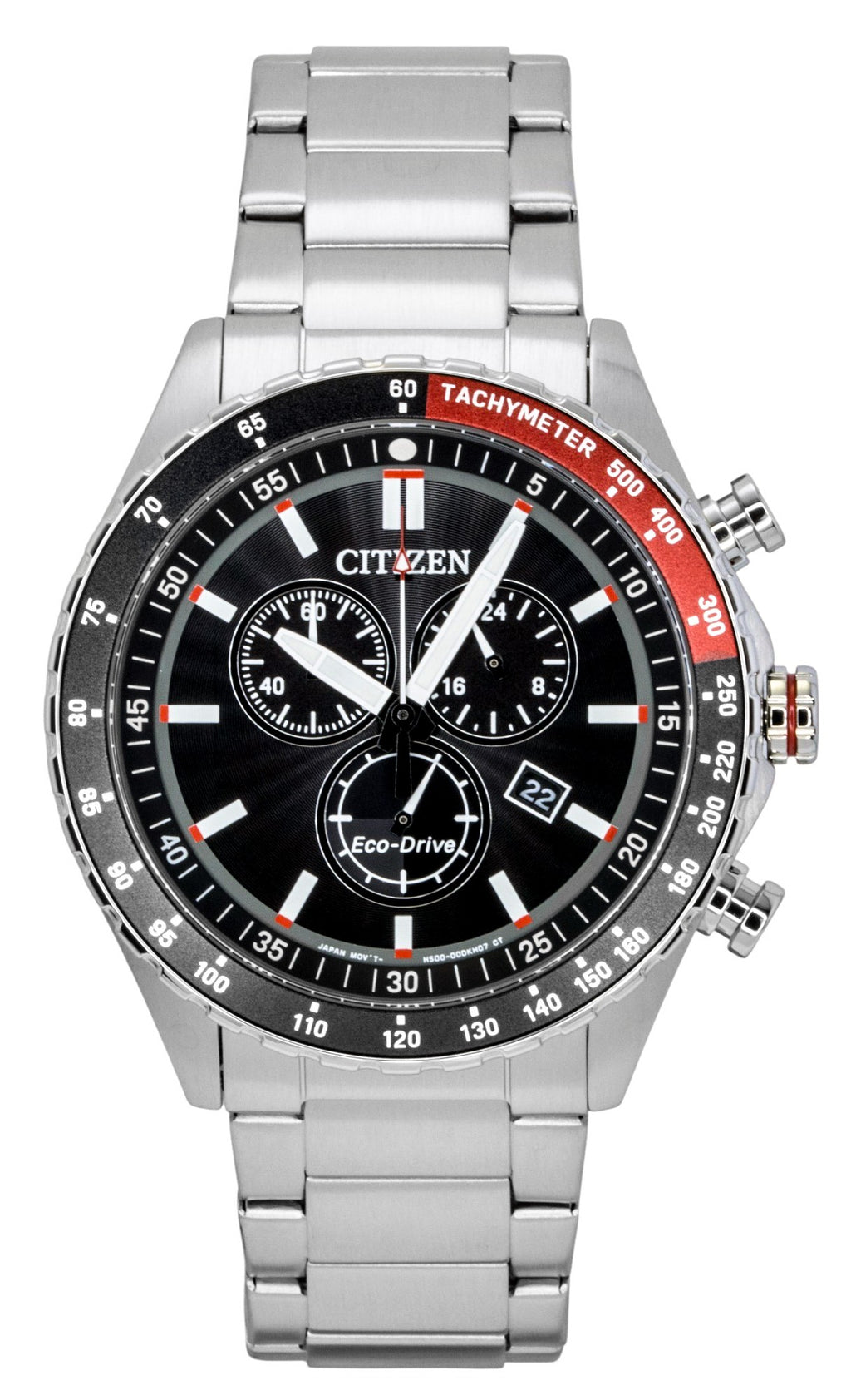 Citizen Eco-Drive Chronograph Stainless Steel Black Dial Solar AT2566-88E 100M Men's Watch
