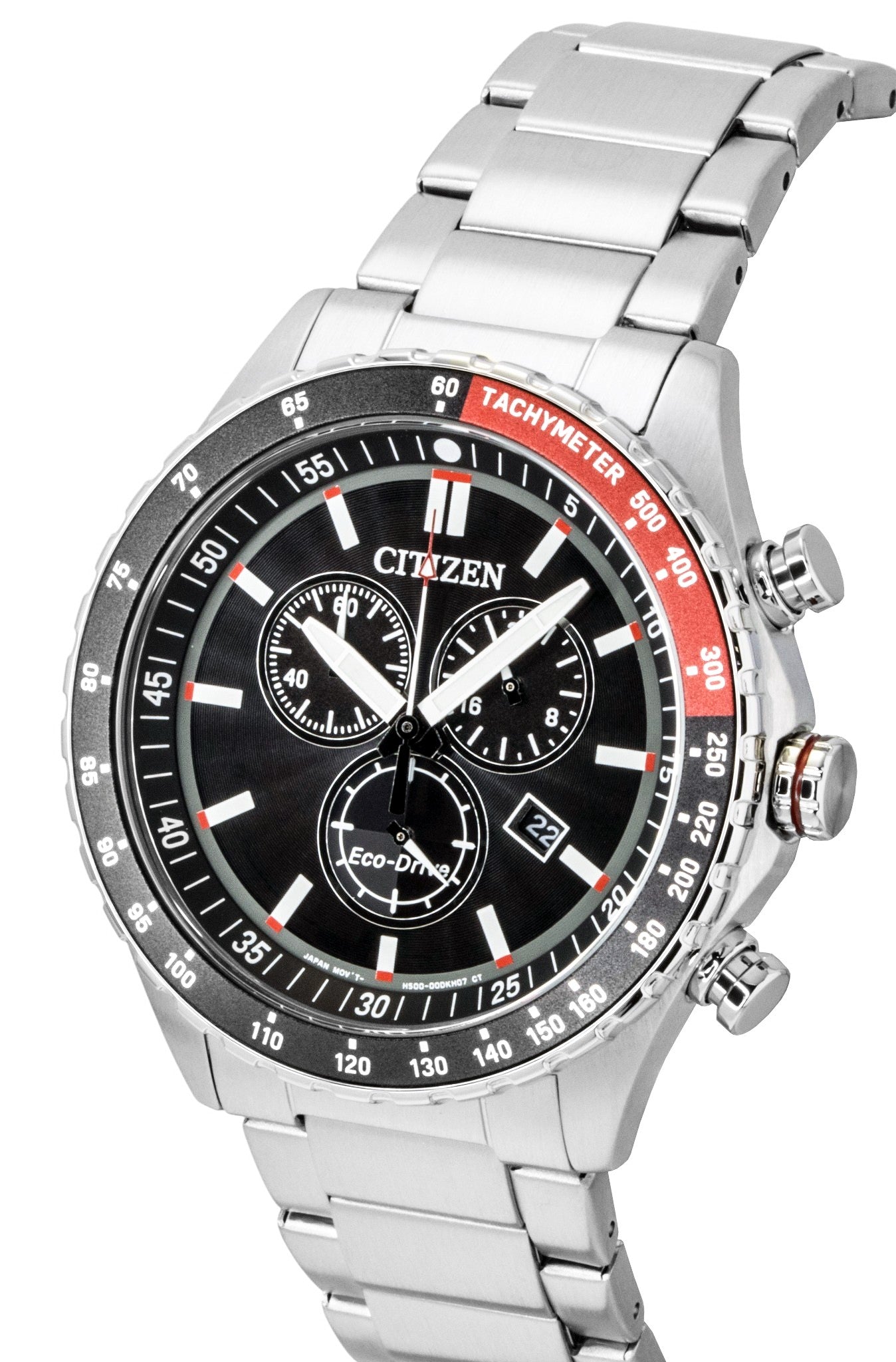 Citizen Eco-Drive Chronograph Stainless Steel Black Dial Solar AT2566-88E 100M Men's Watch