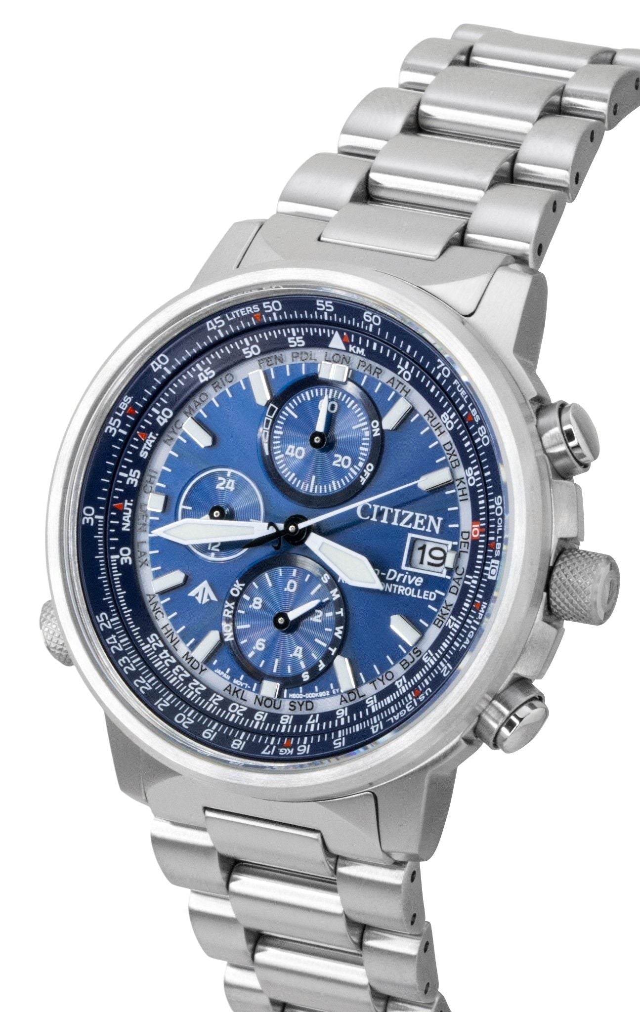 Citizen Promaster Sky Eco-Drive Chronograph Stainless Steel Blue Dial Diver's AT8300-58L 200M Men's Watch