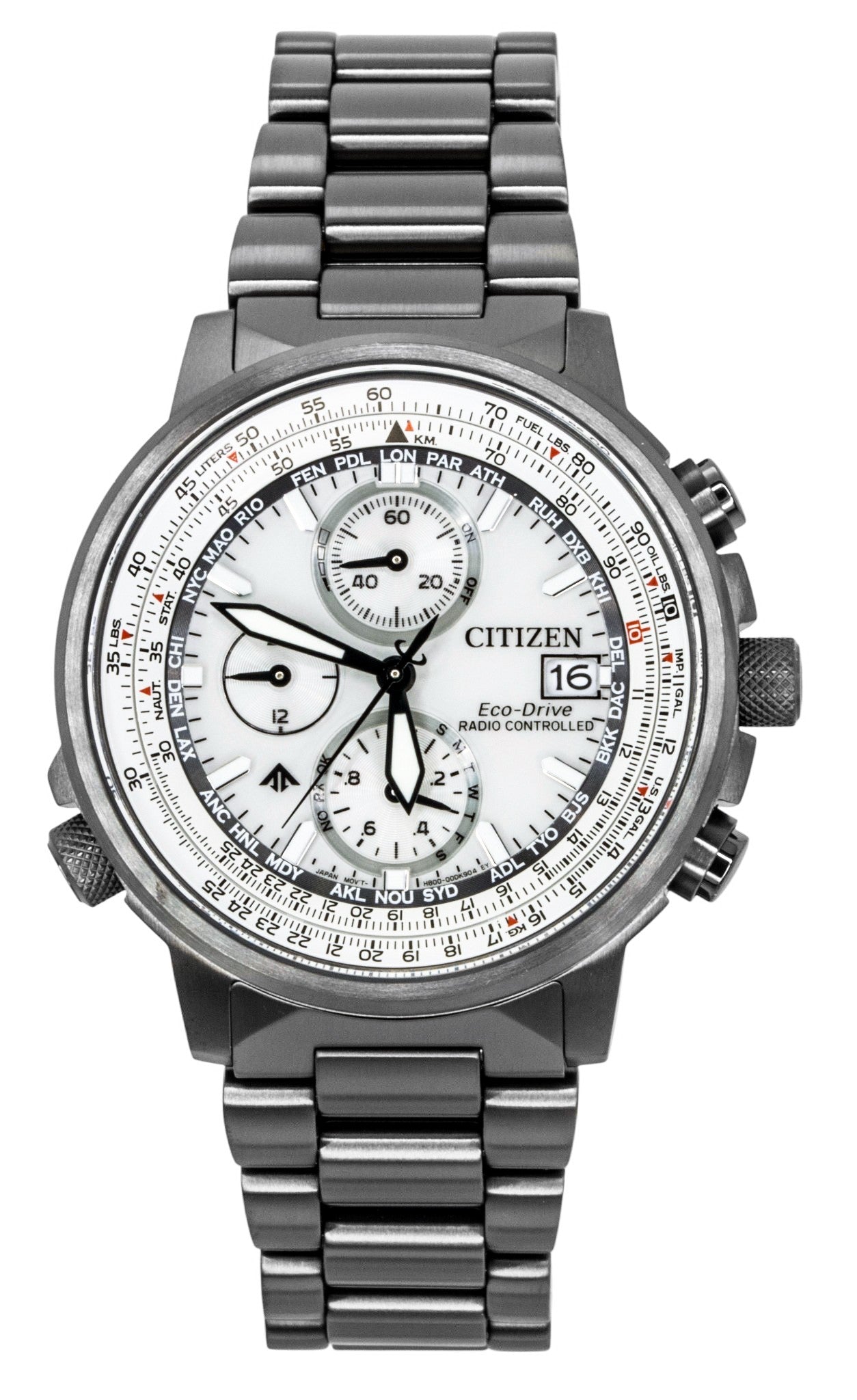 Citizen Promaster Navihawk A-T Chronograph Stainless Steel Silver Dial Eco-Drive Diver's AT8304-57A 200M Men's Watch