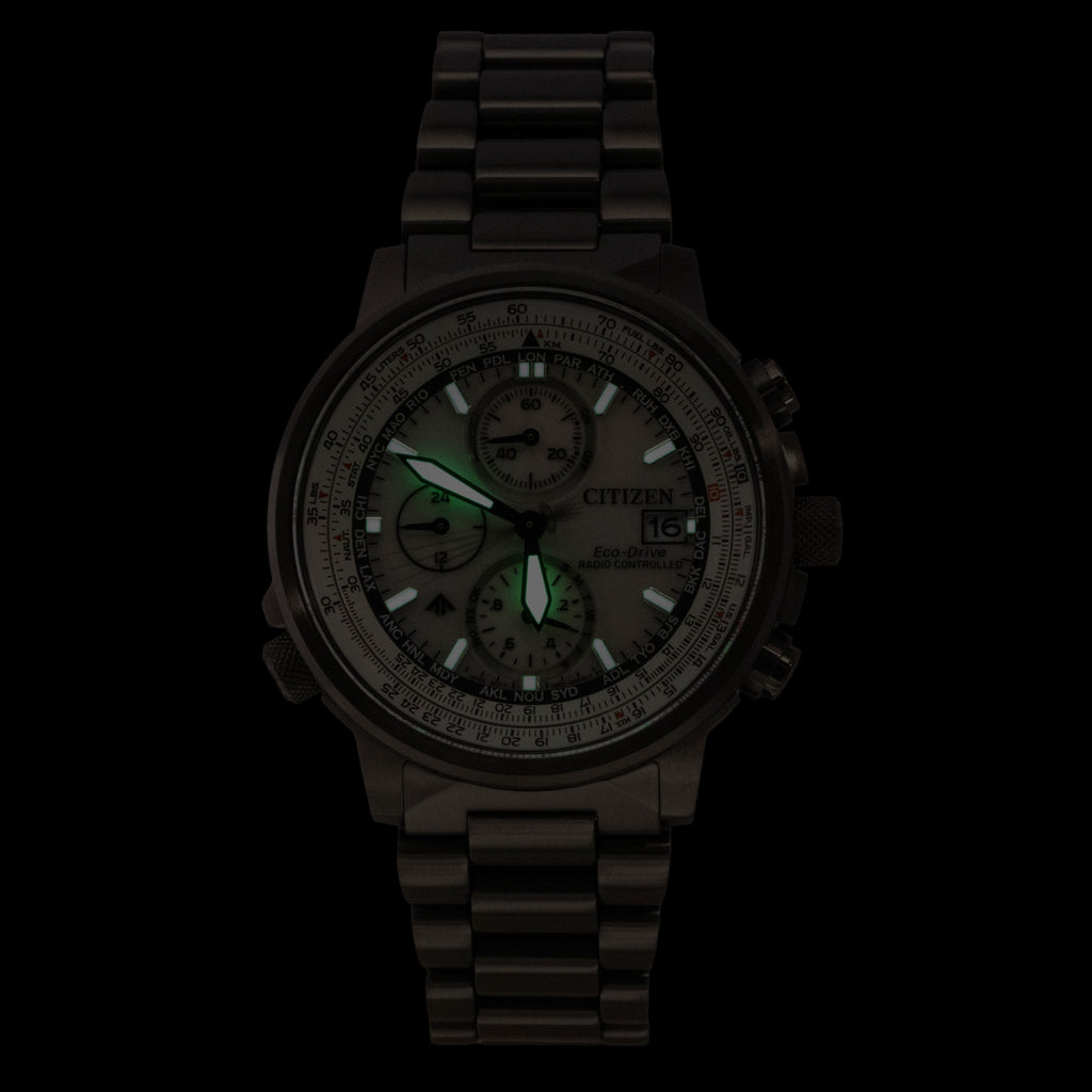 Citizen Promaster Navihawk A-T Chronograph Stainless Steel Silver Dial Eco-Drive Diver's AT8304-57A 200M Men's Watch