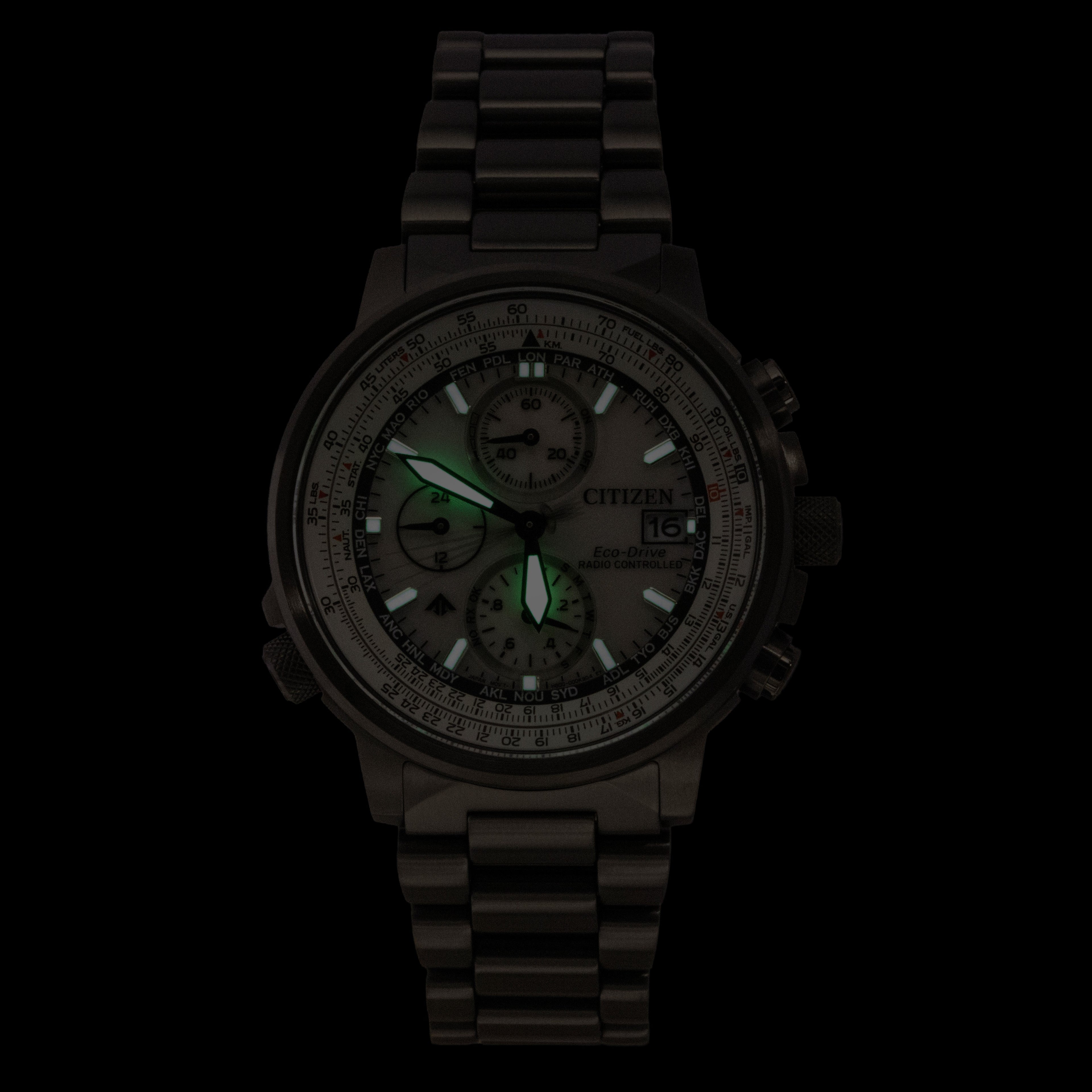 Citizen Promaster Navihawk A-T Chronograph Stainless Steel Silver Dial Eco-Drive Diver's AT8304-57A 200M Men's Watch