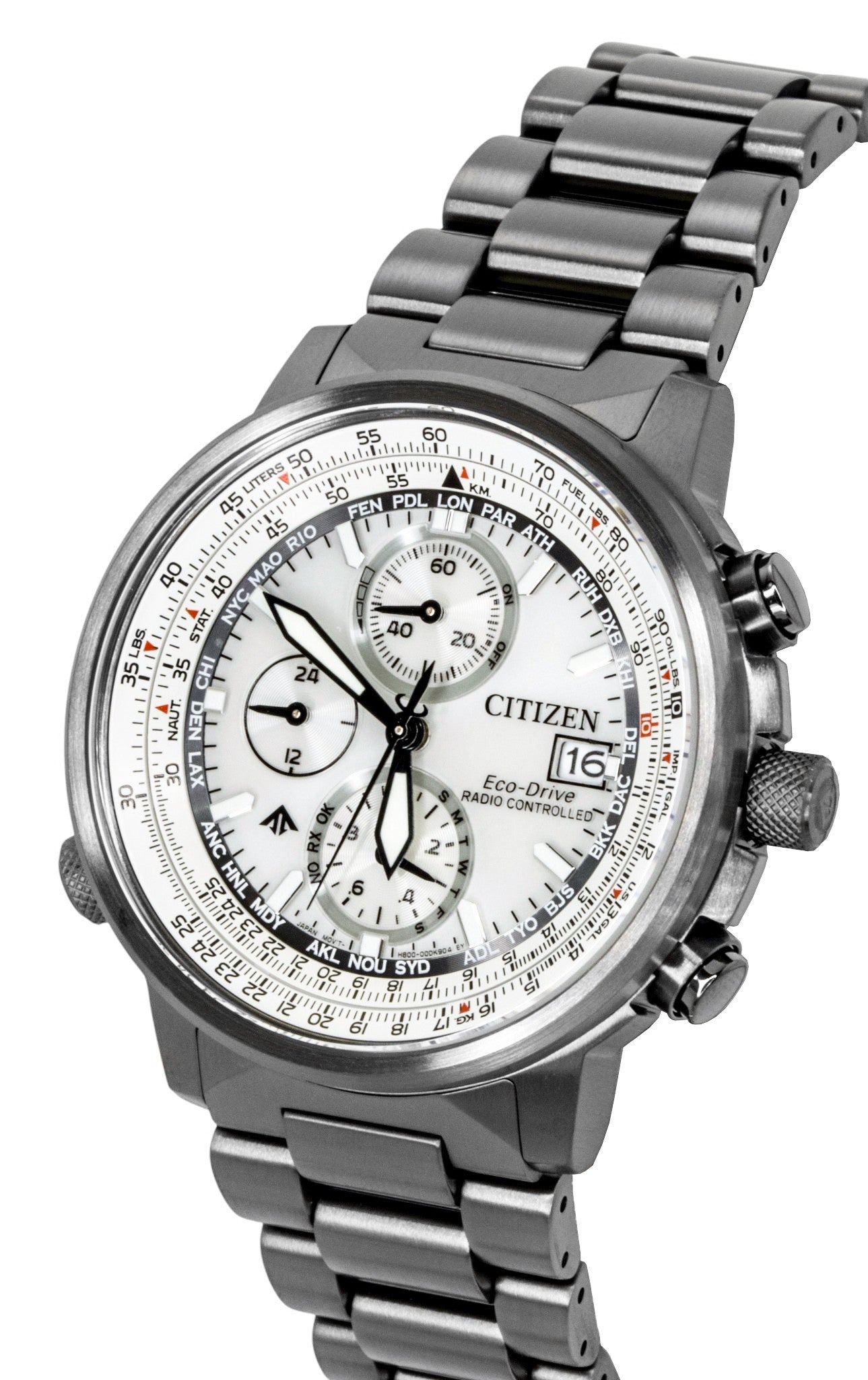 Citizen Promaster Navihawk A-T Chronograph Stainless Steel Silver Dial Eco-Drive Diver's AT8304-57A 200M Men's Watch