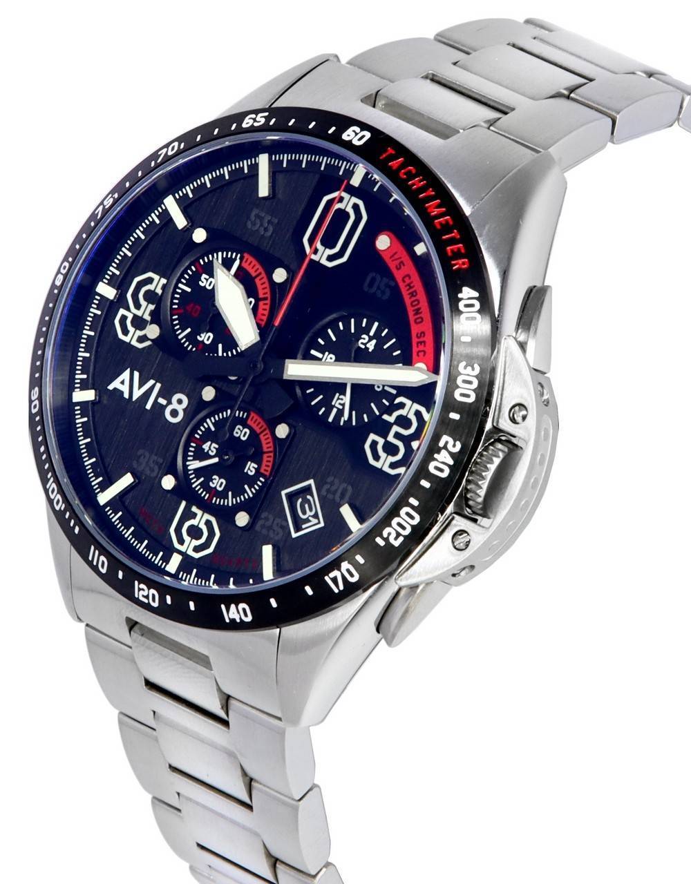 AVI-8 P-51 Mustang Legion Blakeslee Pilot Chronograph Black Dial Quartz AV-4077-11 Men's Watch