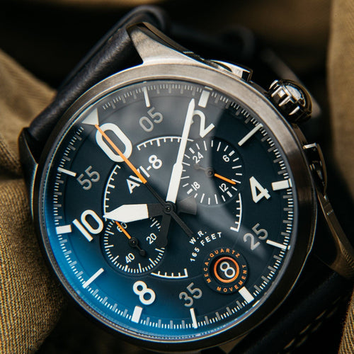 AVI-8 Spitfire Lock Channel Blue Chronograph Quartz AV-4089-04 Men's Watch