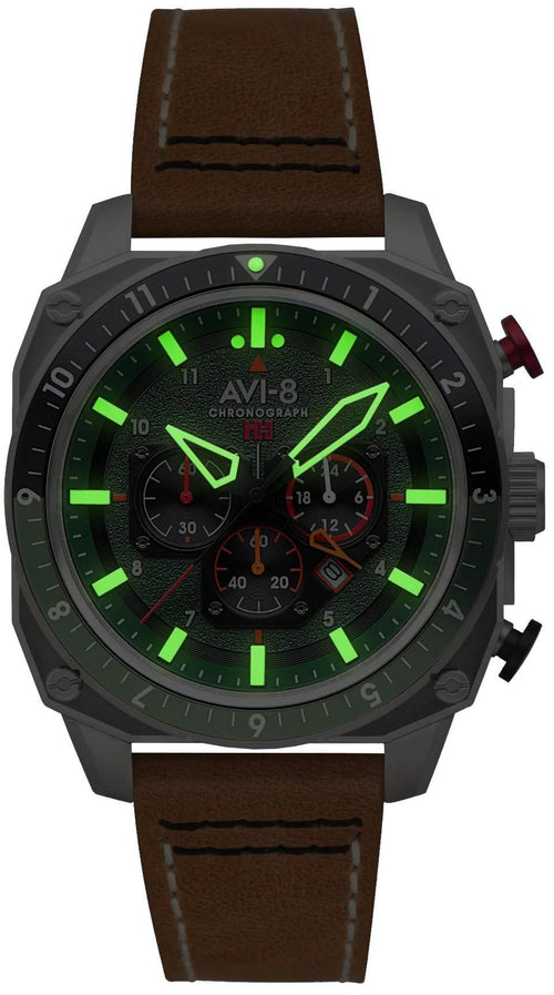 AVI-8 Hawker Hunter Atlas Dual Time Chronograph Forest Quartz AV-4100-01 Men's Watch