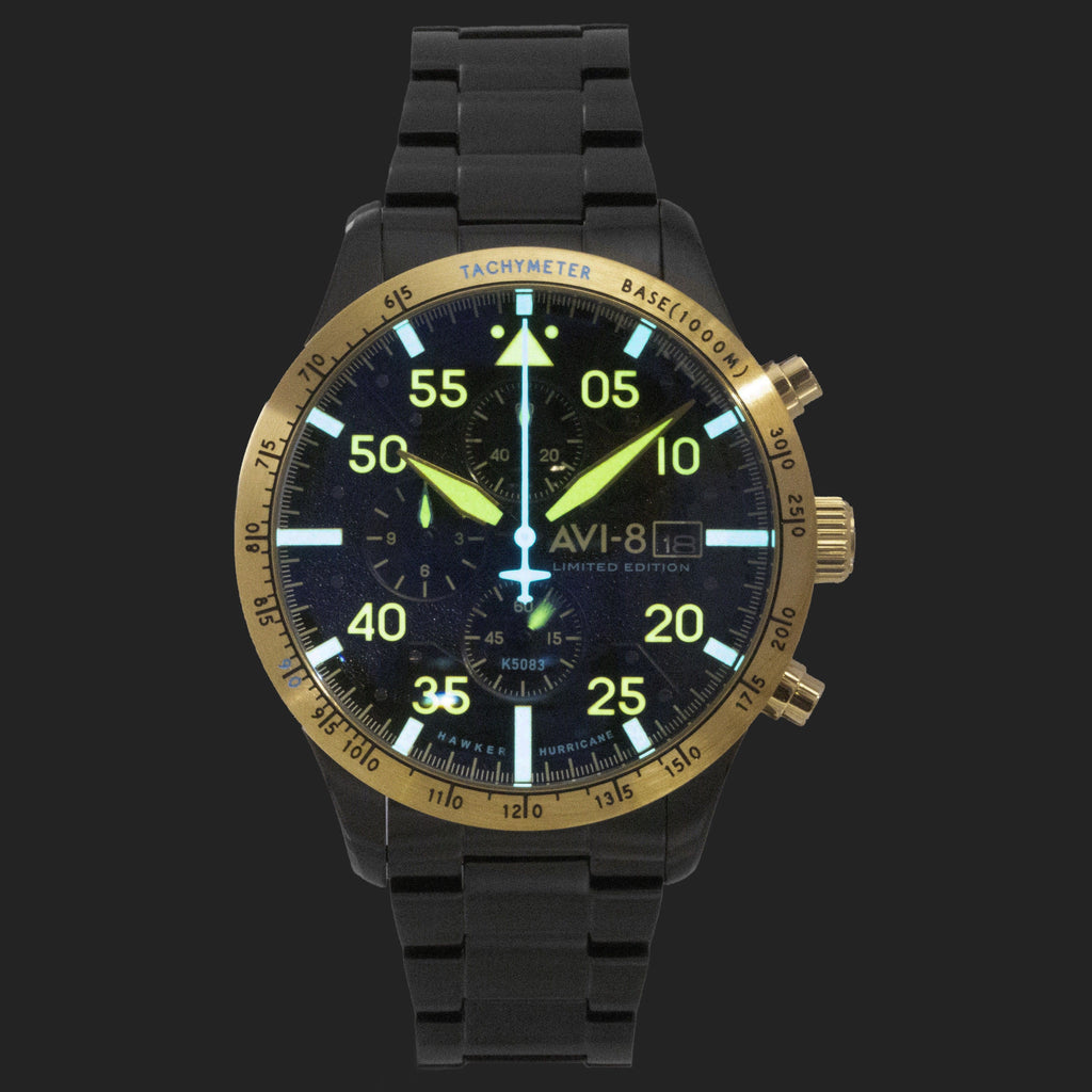 AVI-8 Hawker Hurricane Chronograph 90th Anniversary Limited Edition Altitude Black Dial Quartz AV-4130-55 Men's Watch