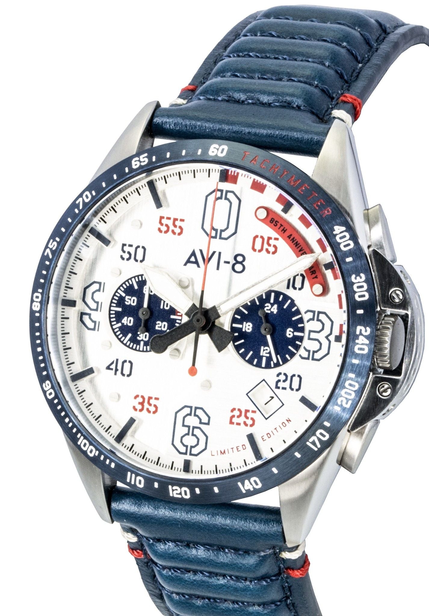 AVI-8 P-51 Mustang Kindelberger Chronograph 85th Anniversary Limited Edition Silver Dial Quartz AV-4143-01 Men's Watch