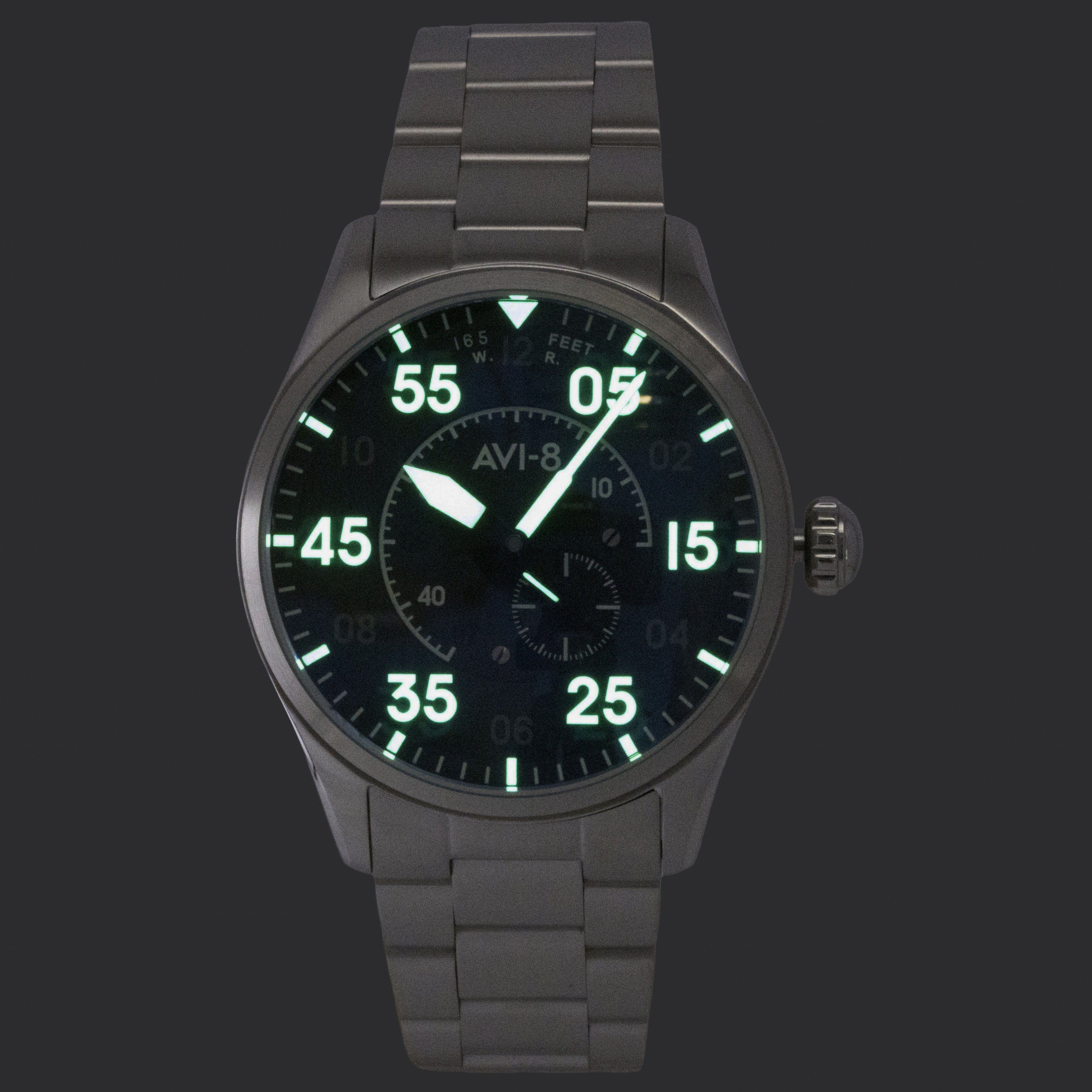 AVI-8 Spitfire Type 300 Stainless Steel Sky Gauge Blue Dial Automatic AV-4147-11 Men's Watch