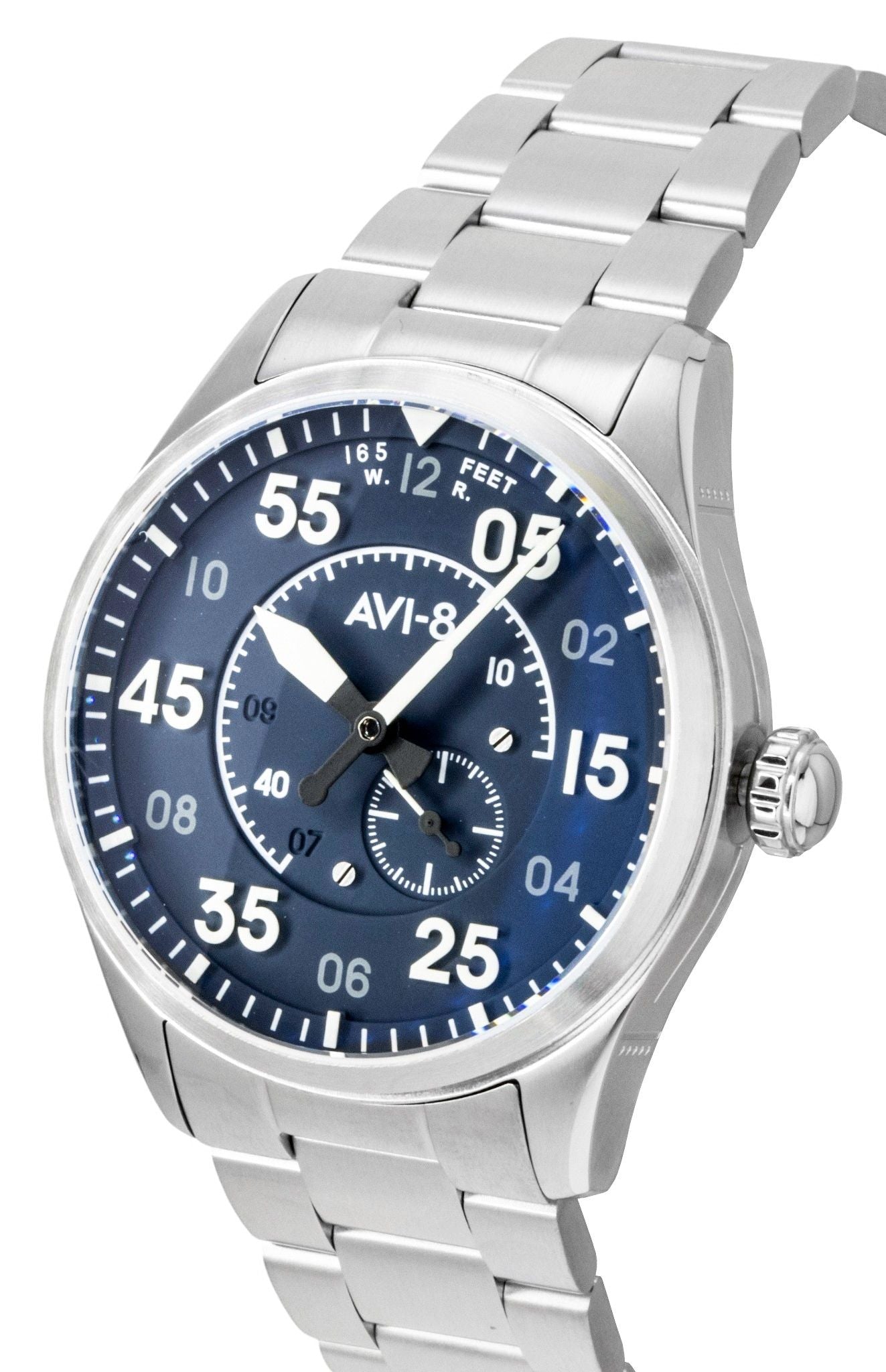 AVI-8 Spitfire Type 300 Stainless Steel Sky Gauge Blue Dial Automatic AV-4147-11 Men's Watch