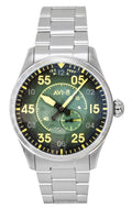 AVI 8 Spitfire Type 300 Tarmac Tracker Stainless Steel Green Dial Automatic AV-4147-22 Men's Watch