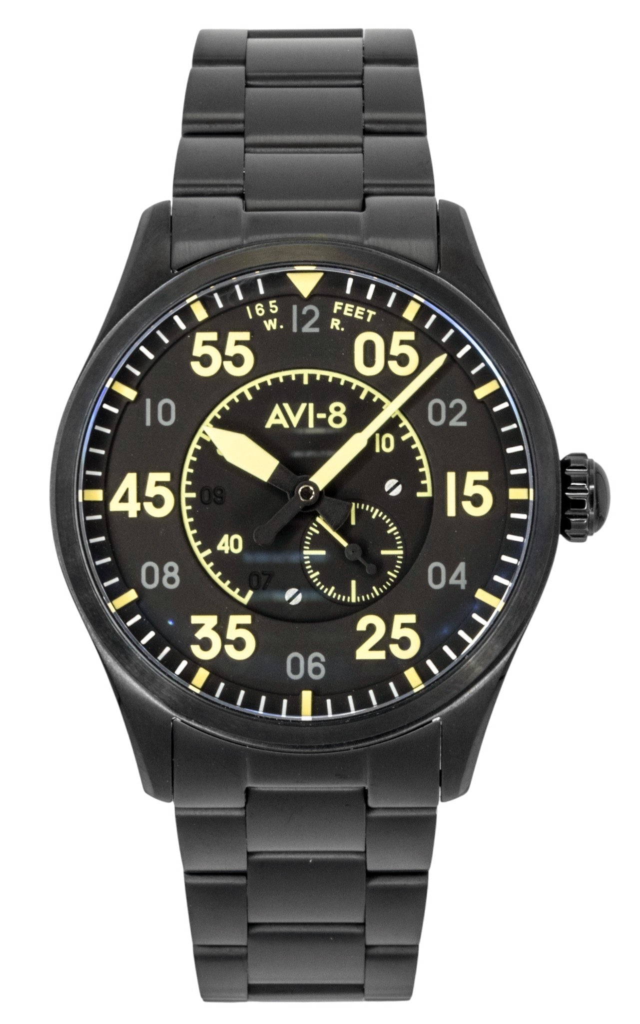 AVI 8 Spitfire Type 300 Eclipse Display Stainless Steel Black Dial Automatic AV-4147-44 Men's Watch