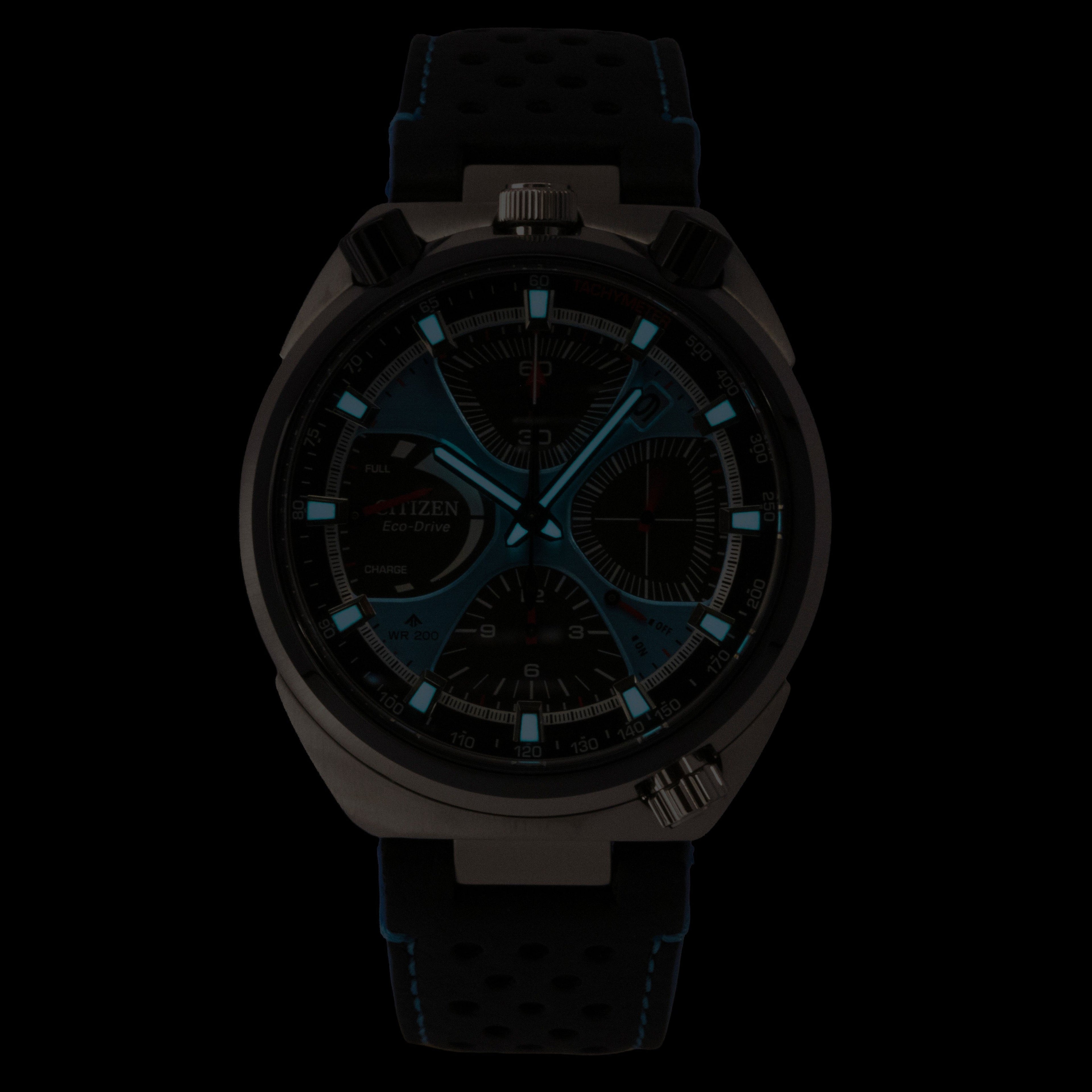 Citizen Promaster Limited Edition Chronograph Leather Strap Blue Dial Eco-Drive Diver's AV0106-01L 200M Men's Watch