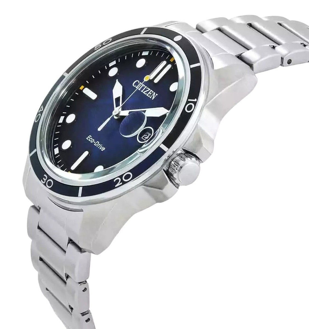 Citizen Marine Stainless Steel Blue Dial Eco-Drive AW1810-85L 100M Men's Watch